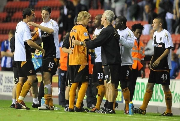 Mick McCarthy and Andy Keogh: Celebrating Wolves 1-0 Victory Over Wigan Athletic (BPL, 18 / 8 / 09)