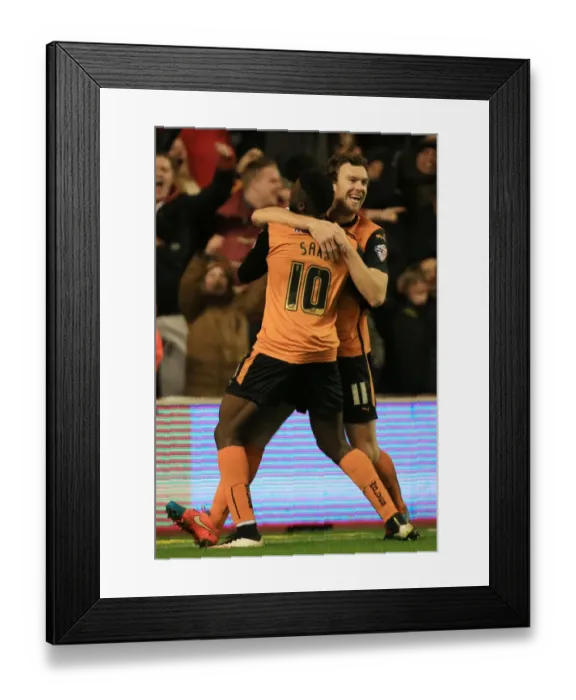 Framed Print : Wolverhampton Wanderers: Kevin McDonald and Bakary Sako's Jubilant Moment after Scoring the Second Goal against Brentford at Molineux Framed Print : Wolverhampton Wanderers: Kevin McDonald and Bakary Sako's Jubilant Moment after Scoring the Second Goal against Brentford at Molineux