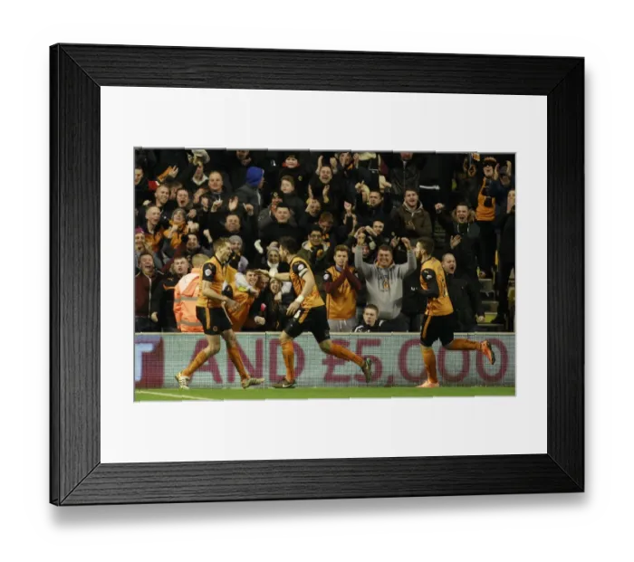 Framed Print : Wolverhampton Wanderers Celebrate First Goal Against Blackpool in Sky Bet Championship Match at Molineux Stadium