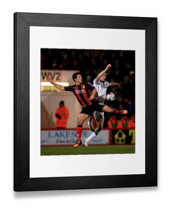 Framed Print : Intense Battle for Possession: Kermorgant vs McDonald, Wolverhampton Wanderers vs AFC Bournemouth (Sky Bet Championship)