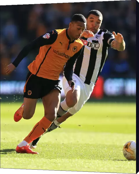 Wolves vs. Watford: Intense Battle Between Rajiv van La Parra and Troy Deeney in Sky Bet Championship Match at Molineux