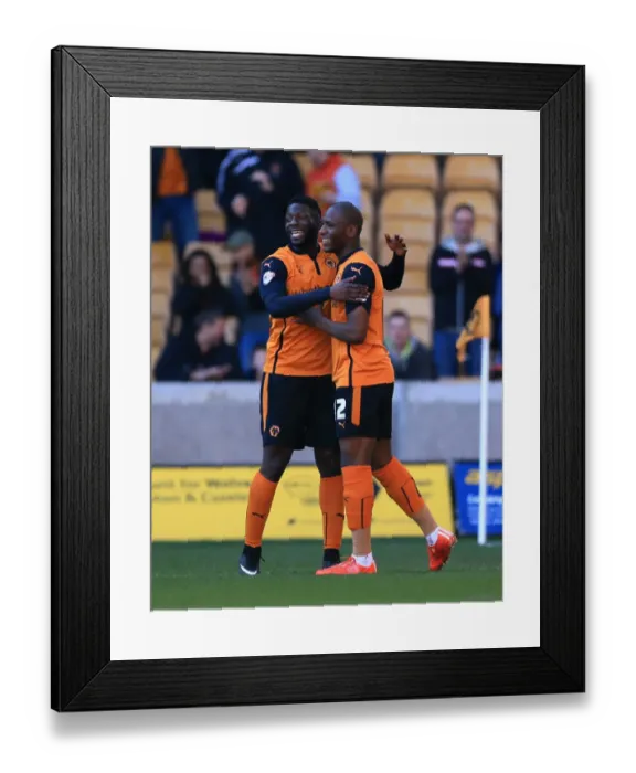 Framed Print : Wolverhampton Wanderers: Benik Afobe and Bakary Sako Celebrate First Goal Against Watford (Sky Bet Championship) Framed Print : Wolverhampton Wanderers: Benik Afobe and Bakary Sako Celebrate First Goal Against Watford (Sky Bet Championship)