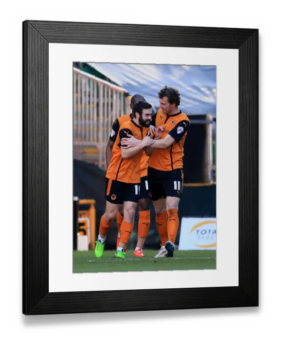 Framed Print : Wolves Jack Price and Kevin McDonald Celebrate Second Goal Against Watford in Sky Bet Championship Framed Print : Wolves Jack Price and Kevin McDonald Celebrate Second Goal Against Watford in Sky Bet Championship