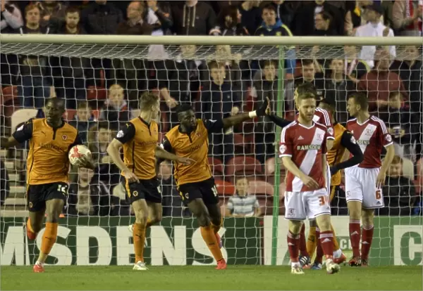 Wolverhampton Wanderers Bakary Sako Celebrates Goal Against Middlesbrough in Sky Bet Championship