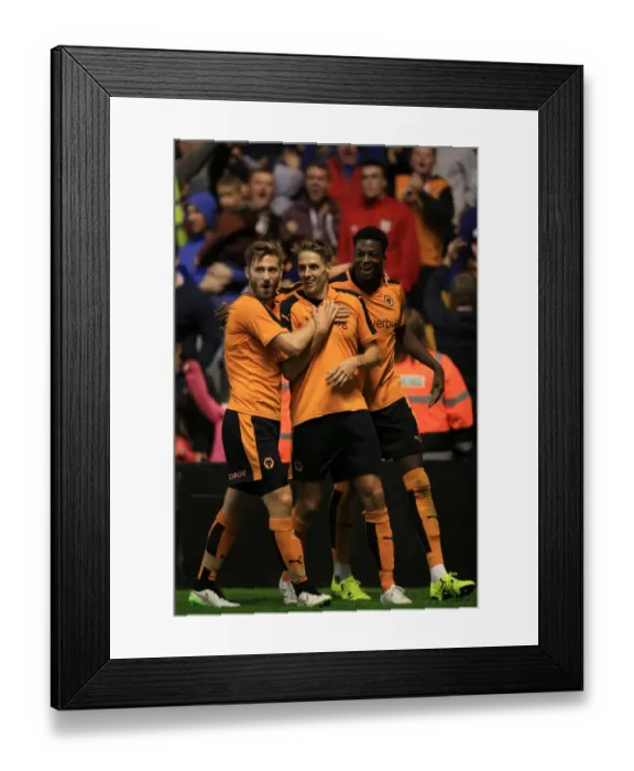 Framed Print : Wolves vs Aston Villa: Dave Edwards Scores Brace as Teammates James Henry and Dominic Iorfa Celebrate Equalizing Goals (Pre-Season Friendly) Framed Print : Wolves vs Aston Villa: Dave Edwards Scores Brace as Teammates James Henry and Dominic Iorfa Celebrate Equalizing Goals (Pre-Season Friendly)