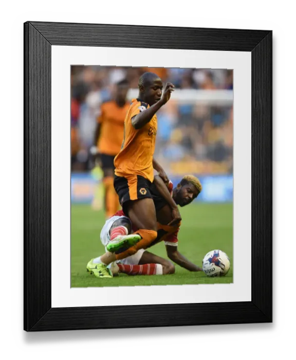 Framed Print : A Fight for Possession: Wolves vs Newport County in the Capital One Cup