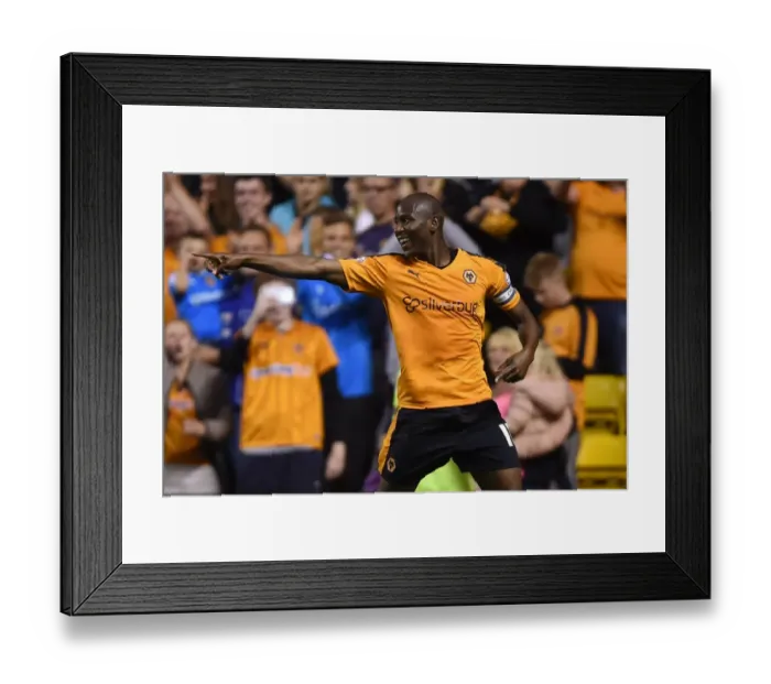 Framed Print : Wolverhampton Wanderers Benik Afobe Scores Second Goal Against Newport County in Capital One Cup First Round Framed Print : Wolverhampton Wanderers Benik Afobe Scores Second Goal Against Newport County in Capital One Cup First Round