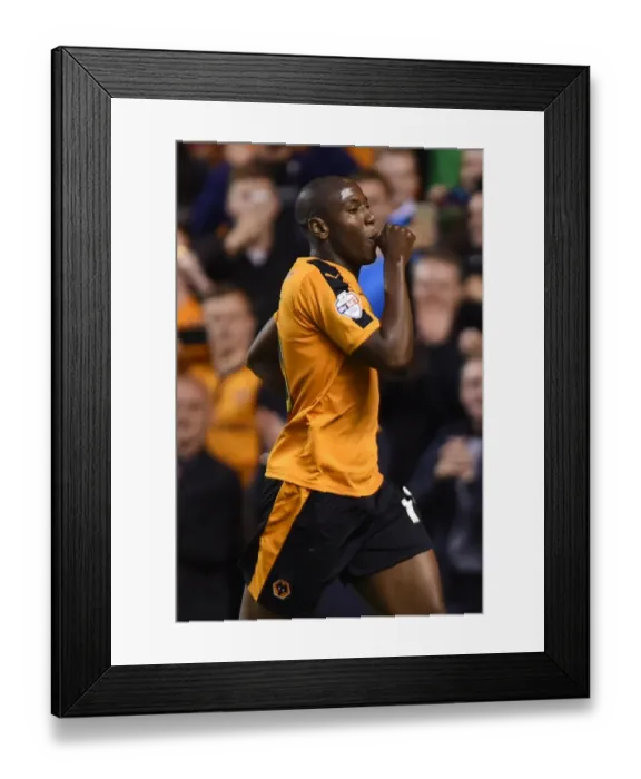 Framed Print : Benik Afobe Scores the Second Goal: Wolverhampton Wanderers Clinch Capital One Cup Victory over Newport County Framed Print : Benik Afobe Scores the Second Goal: Wolverhampton Wanderers Clinch Capital One Cup Victory over Newport County