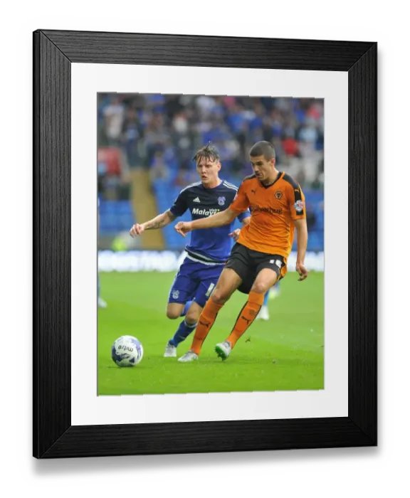 Framed Print : Wolves vs Cardiff City: Intense Moment between Conor Coady and Joe Mason in Sky Bet Championship