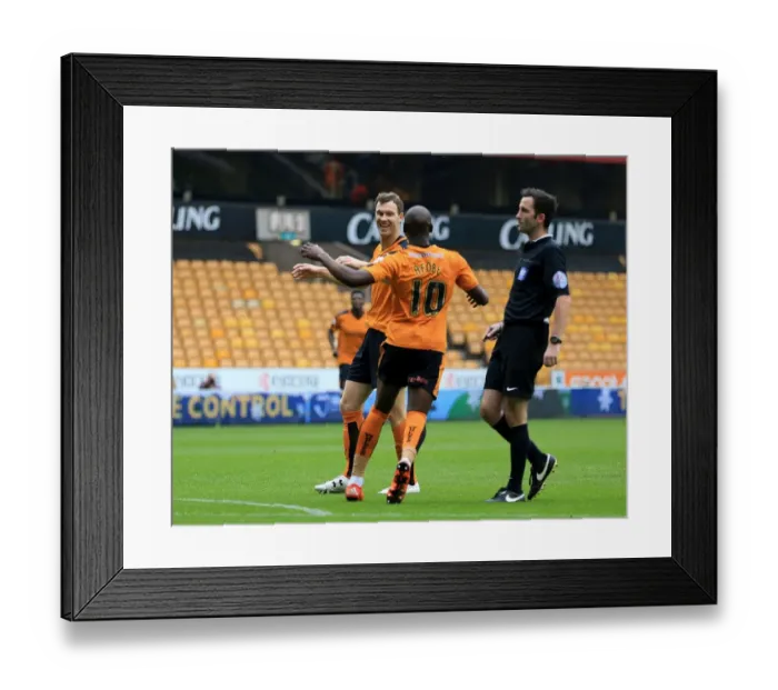 Framed Print : Wolves McDonald and Afobe Celebrate First Goal vs. Huddersfield in Sky Bet Championship Framed Print : Wolves McDonald and Afobe Celebrate First Goal vs. Huddersfield in Sky Bet Championship