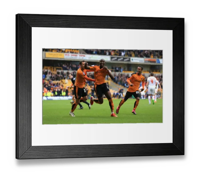Framed Print : Benik Afobe's Brace: Wolves Second Goal Against Huddersfield Town in Sky Bet Championship Framed Print : Benik Afobe's Brace: Wolves Second Goal Against Huddersfield Town in Sky Bet Championship