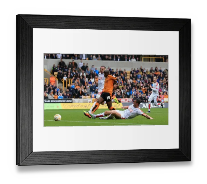 Framed Print : Benik Afobe Scores His Second Goal: Wolves Victory Over Huddersfield Town in Sky Bet Championship Framed Print : Benik Afobe Scores His Second Goal: Wolves Victory Over Huddersfield Town in Sky Bet Championship