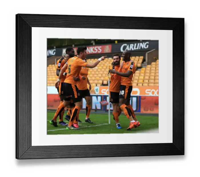Framed Print : Benik Afobe Scores His Second: Wolves Victory Moment vs. Huddersfield Town in Sky Bet Championship Framed Print : Benik Afobe Scores His Second: Wolves Victory Moment vs. Huddersfield Town in Sky Bet Championship
