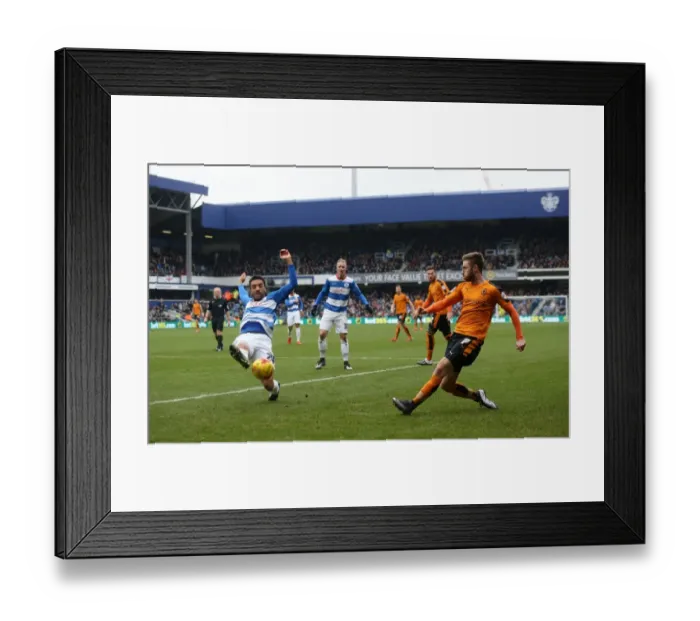 Framed Print : James Henry's Dramatic Cross Thwarted: Wolverhampton Wanderers vs. Queens Park Rangers - Perch's Last-Ditch Block