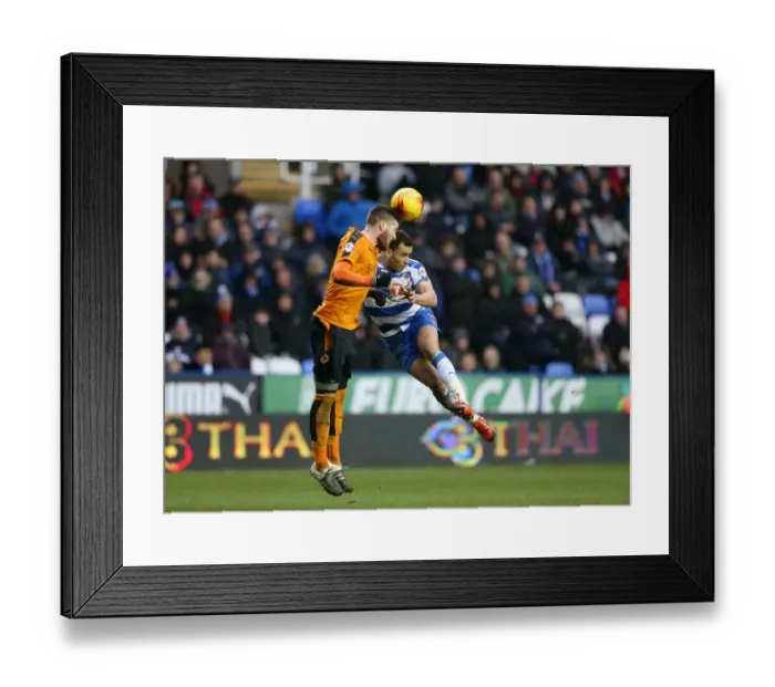 Framed Print : Battle in the Sky Bet Championship: Hal Robson-Kanu vs. Matt Doherty of Reading and Wolverhampton Wanderers Framed Print : Battle in the Sky Bet Championship: Hal Robson-Kanu vs. Matt Doherty of Reading and Wolverhampton Wanderers