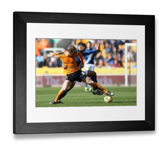 Framed Print : Wolves vs Birmingham City: Intense Battle Between David Davis and George Saville