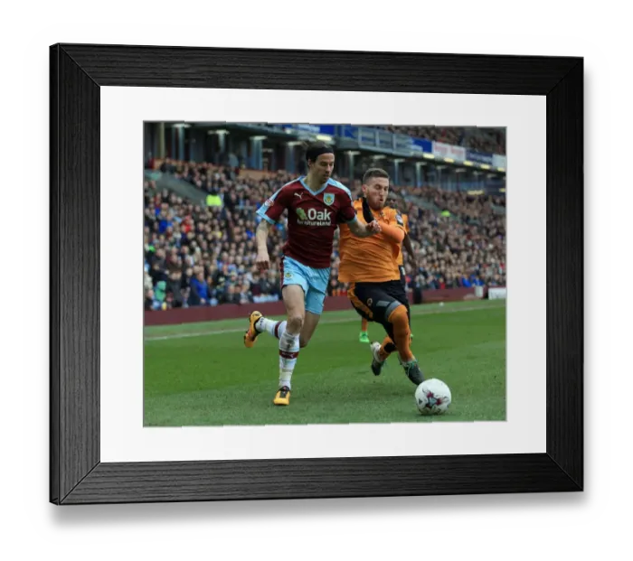 Framed Print : Burnley vs. Wolves: Intense Battle for the Ball between George Boyd and Matt Doherty at Turf Moor