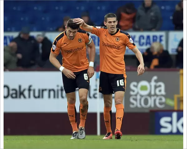 Batth and Coady Celebrate Wolves First Goal Against Burnley in Sky Bet Championship