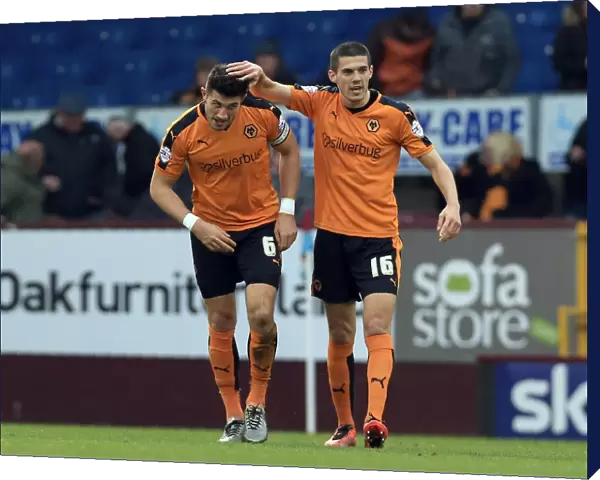 Batth and Coady Celebrate Wolves First Goal Against Burnley in Sky Bet Championship