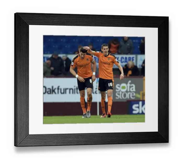 Framed Print : Batth and Coady Celebrate Wolves First Goal Against Burnley in Sky Bet Championship Framed Print : Batth and Coady Celebrate Wolves First Goal Against Burnley in Sky Bet Championship