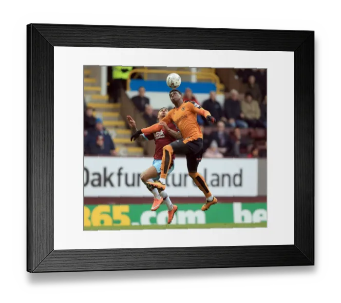 Framed Print : Burnley vs. Wolves: Gray and Hause Engage in Intense Battle for Ball Control in Sky Bet Championship Match at Turf Moor Framed Print : Burnley vs. Wolves: Gray and Hause Engage in Intense Battle for Ball Control in Sky Bet Championship Match at Turf Moor