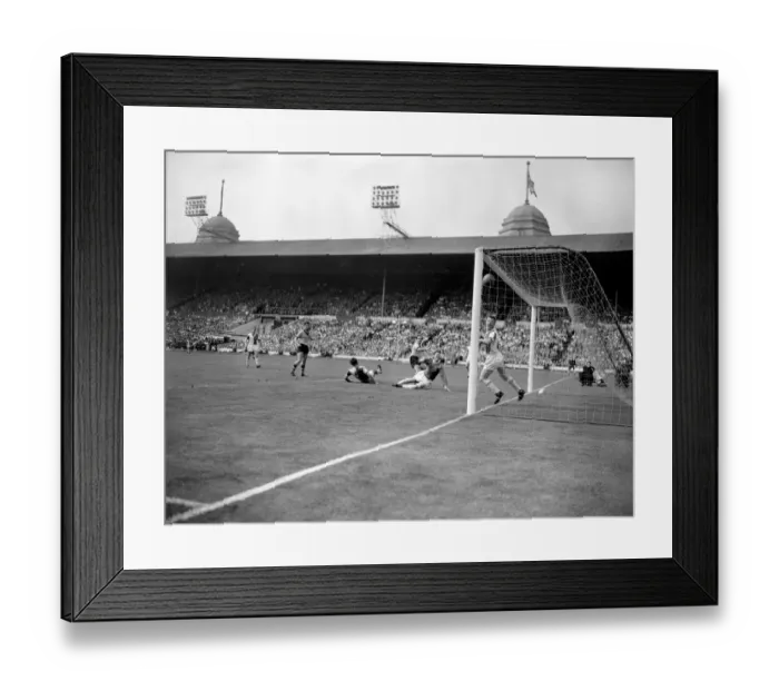 Framed Print : Wolves Norman Deeley Scores the Third Goal: FA Cup Final Victory over Blackburn Rovers Framed Print : Wolves Norman Deeley Scores the Third Goal: FA Cup Final Victory over Blackburn Rovers