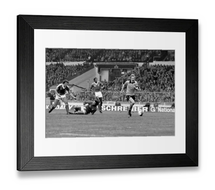 Framed Print : Andy Gray's Game-Changing Goal: Wolves Claim League Cup Victory Over Forest (David Needham and Peter Shilton Mix-Up)