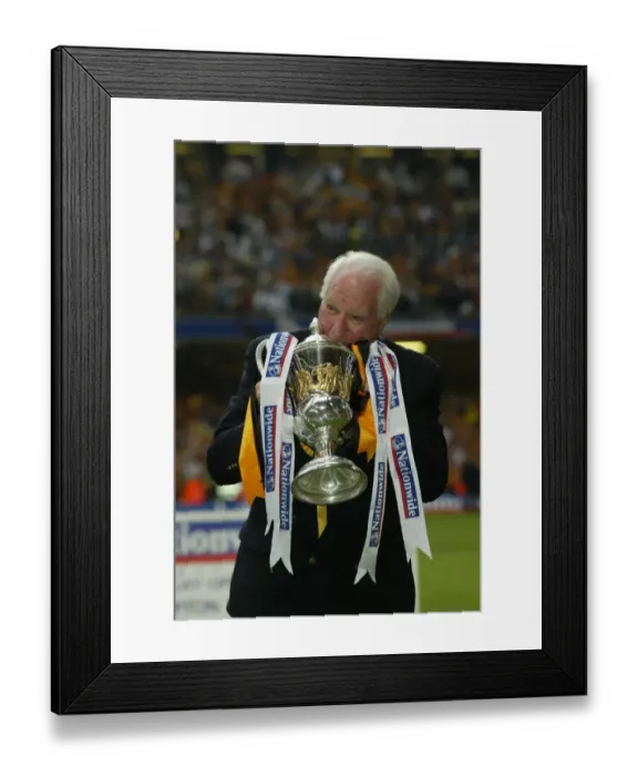 Framed Print : Chairman Jack Hayward Celebrates Promotion with Wolves after Play-Off Final Win against Sheffield United Framed Print : Chairman Jack Hayward Celebrates Promotion with Wolves after Play-Off Final Win against Sheffield United