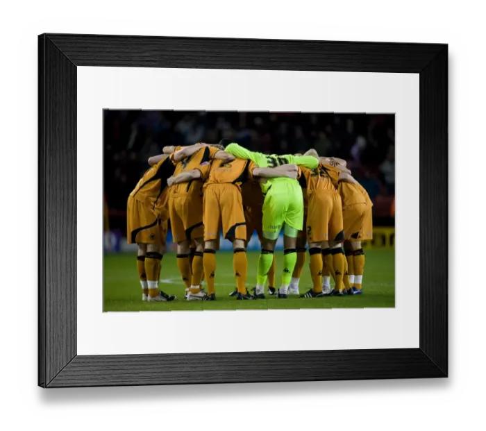 Framed Print : Wolverhampton Wonderers Pre-Match Huddle at Bramall Lane - Soccer's Sheffield United vs. Wolverhampton Wanderers, Coca-Cola Football Championship Framed Print : Wolverhampton Wonderers Pre-Match Huddle at Bramall Lane - Soccer's Sheffield United vs. Wolverhampton Wanderers, Coca-Cola Football Championship