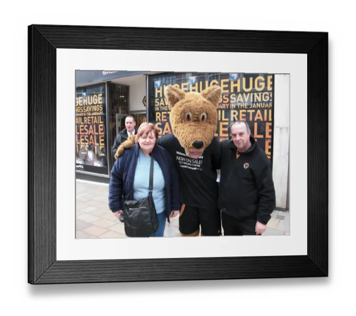 Framed Print : Wolverhampton Wanderers: Unveiling the New Wolfie & Wendy Prepaid Card
