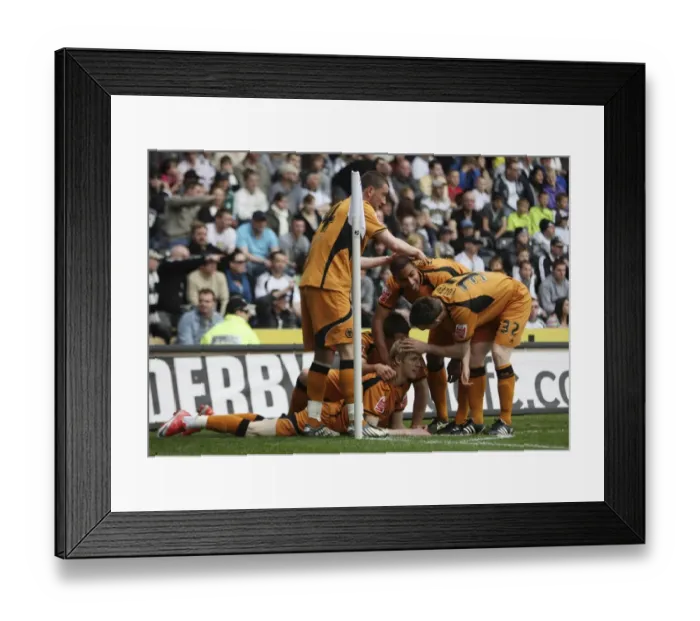 Framed Print : Wolves Andrew Keogh Scores First Goal Against Derby County in Championship (2009) Framed Print : Wolves Andrew Keogh Scores First Goal Against Derby County in Championship (2009)