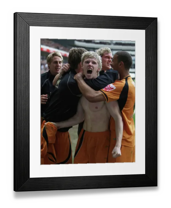 Framed Print : Wolverhampton Wanderers: Andrew Keogh Scores the Third Goal in Derby County vs. Wolverhampton Wanderers Championship Match, 2009