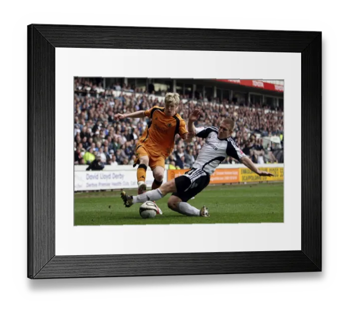Framed Print : Intense Rivalry: Keogh vs. Albrechtsen Clash in Wolverhampton Wanderers vs Derby County Championship Match, 2009 Framed Print : Intense Rivalry: Keogh vs. Albrechtsen Clash in Wolverhampton Wanderers vs Derby County Championship Match, 2009