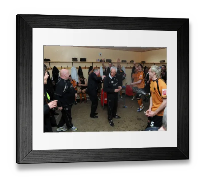 Framed Print : Mick McCarthy's Premier League Promotion Triumph: Wolverhampton Wanderers Dressing Room Celebration (2009) Framed Print : Mick McCarthy's Premier League Promotion Triumph: Wolverhampton Wanderers Dressing Room Celebration (2009)