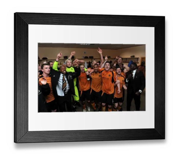 Framed Print : Wolverhampton Wanderers: Unforgettable Promotion to Premier League - Celebrating in the Dressing Room Framed Print : Wolverhampton Wanderers: Unforgettable Promotion to Premier League - Celebrating in the Dressing Room