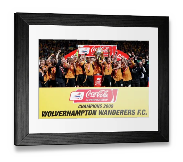 Framed Print : Wolverhampton Wanderers: Championship Title Win - Celebrating with the Trophy