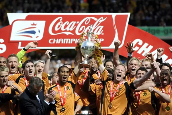 Wolverhampton Wanderers: Celebrating Promotion to Championship with the Trophy (vs Doncaster Rovers, 2008-09)