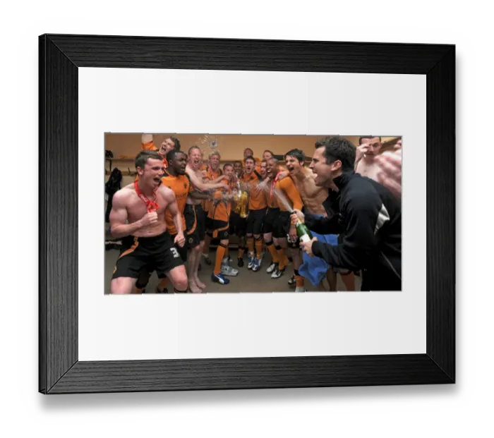 Framed Print : Players of Wolverhampton Wanderers celebrate with the trophy after winning the Coca Cola Football League Championship Framed Print : Players of Wolverhampton Wanderers celebrate with the trophy after winning the Coca Cola Football League Championship