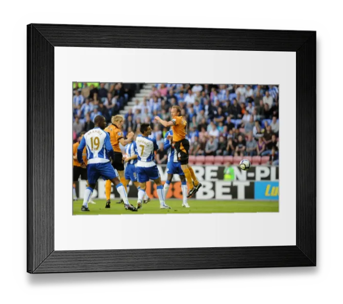 Framed Print : Wolverhampton Wanderers Andrew Keogh Scores the Opener Against Wigan Athletic in BPL (August 18, 2009) Framed Print : Wolverhampton Wanderers Andrew Keogh Scores the Opener Against Wigan Athletic in BPL (August 18, 2009)