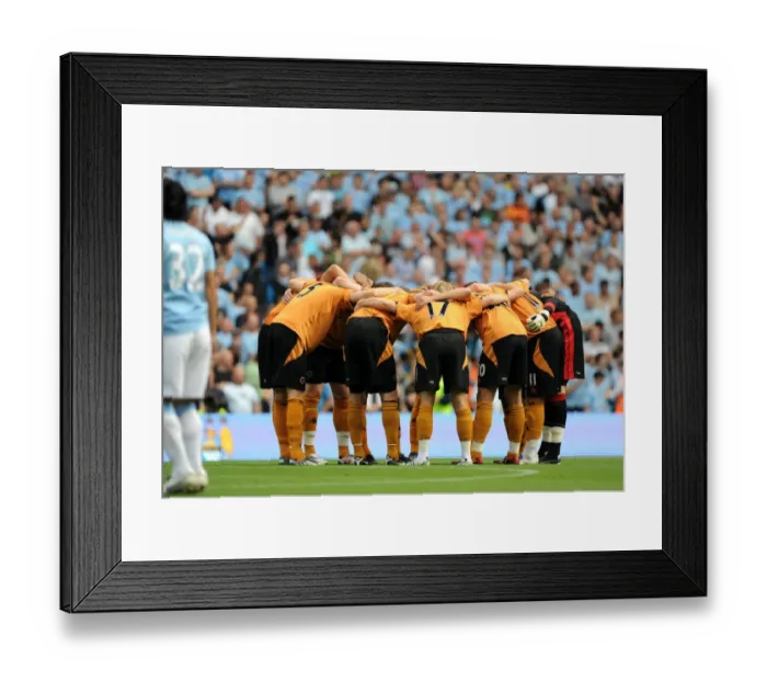 Framed Print : United in Determination: Wolverhampton Wanderers Before the Manchester City Showdown (BPL), August 2009 Framed Print : United in Determination: Wolverhampton Wanderers Before the Manchester City Showdown (BPL), August 2009