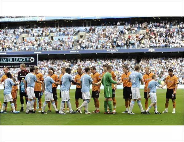 Pre-Game Camaraderie: Manchester City and Wolverhampton Wanderers at Etihad Stadium (22 / 8 / 09)
