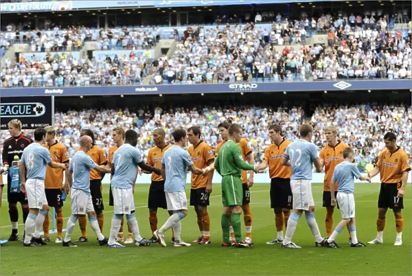 Pre-Game Camaraderie: Manchester City and Wolverhampton Wanderers at Etihad Stadium (22 / 8 / 09)