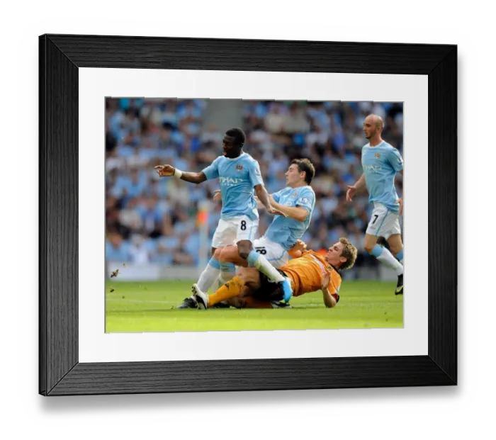 Framed Print : Manchester City vs. Wolverhampton Wanderers: A Premier League Showdown (2009) - Wright-Phillips, Barry vs. Doyle Framed Print : Manchester City vs. Wolverhampton Wanderers: A Premier League Showdown (2009) - Wright-Phillips, Barry vs. Doyle