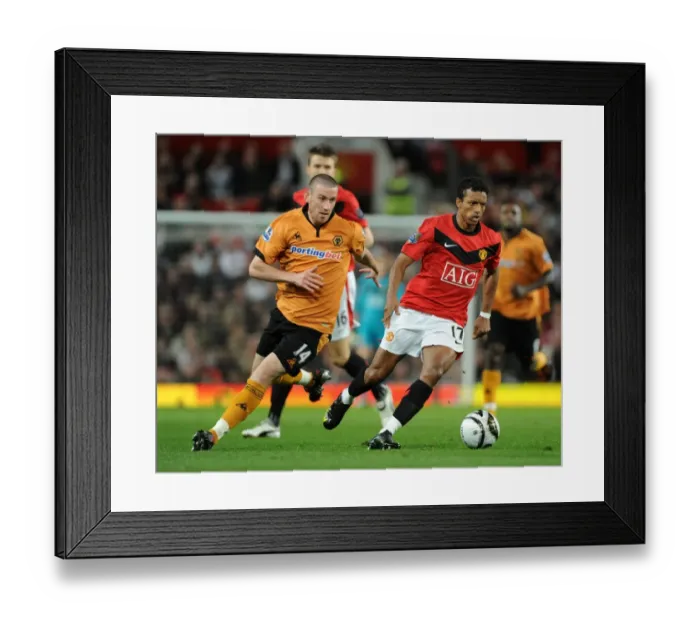 Framed Print : Manchester United vs. Wolverhampton Wanderers: Carling Cup Third Round Showdown - Nani vs. Jones