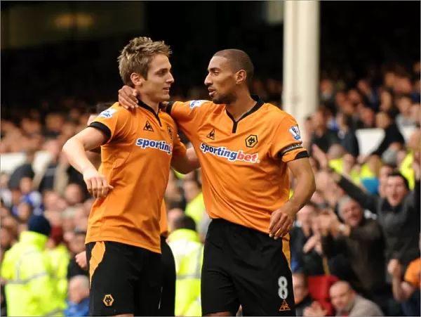Wolverhampton Wanderers Kevin Doyle Scores the Opener Against Everton in Barclays Premier League