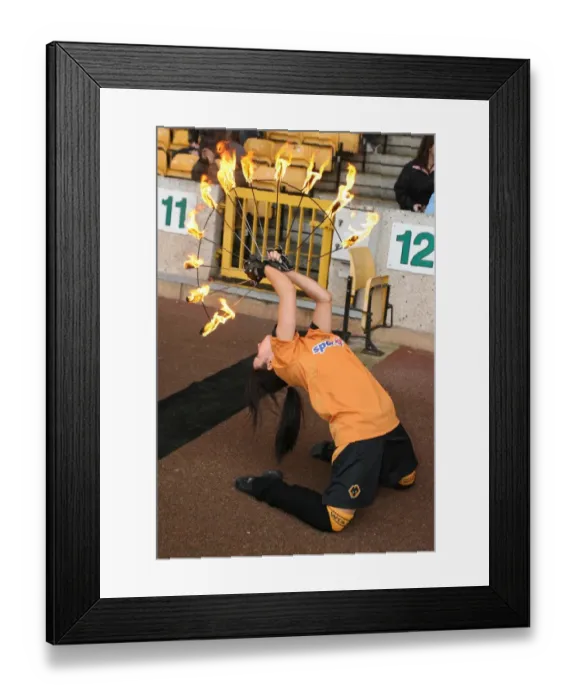 Framed Print : Sizzling Half Time: Fire Showdown at Wolves vs Bolton (Barclays Premier League) Framed Print : Sizzling Half Time: Fire Showdown at Wolves vs Bolton (Barclays Premier League)