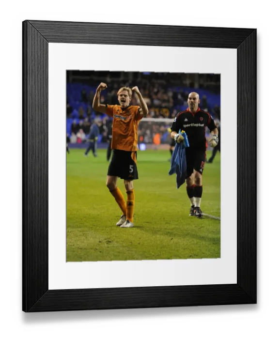Framed Print : Wolverhampton Wanderers Glory: Stearman's Euphoric Moment at Full Time vs. Tottenham Hotspur (Premier League)