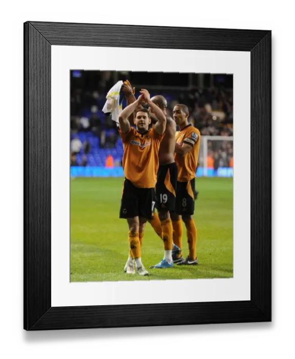 Framed Print : Matt Jarvis's Euphoric Full-Time Celebration: Wolves Triumph Over Tottenham Hotspur in the Barclays Premier League