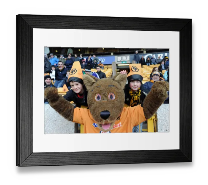 Framed Print : Wolfie vs Billy the Bear: A Premier League Mascot Showdown - Wolverhampton Wanderers vs Burnley Framed Print : Wolfie vs Billy the Bear: A Premier League Mascot Showdown - Wolverhampton Wanderers vs Burnley