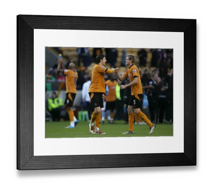 Framed Print : Wolverhampton Wanderers: Stearman and Ward Celebrate 2-0 Victory Over Burnley in Premier League Framed Print : Wolverhampton Wanderers: Stearman and Ward Celebrate 2-0 Victory Over Burnley in Premier League
